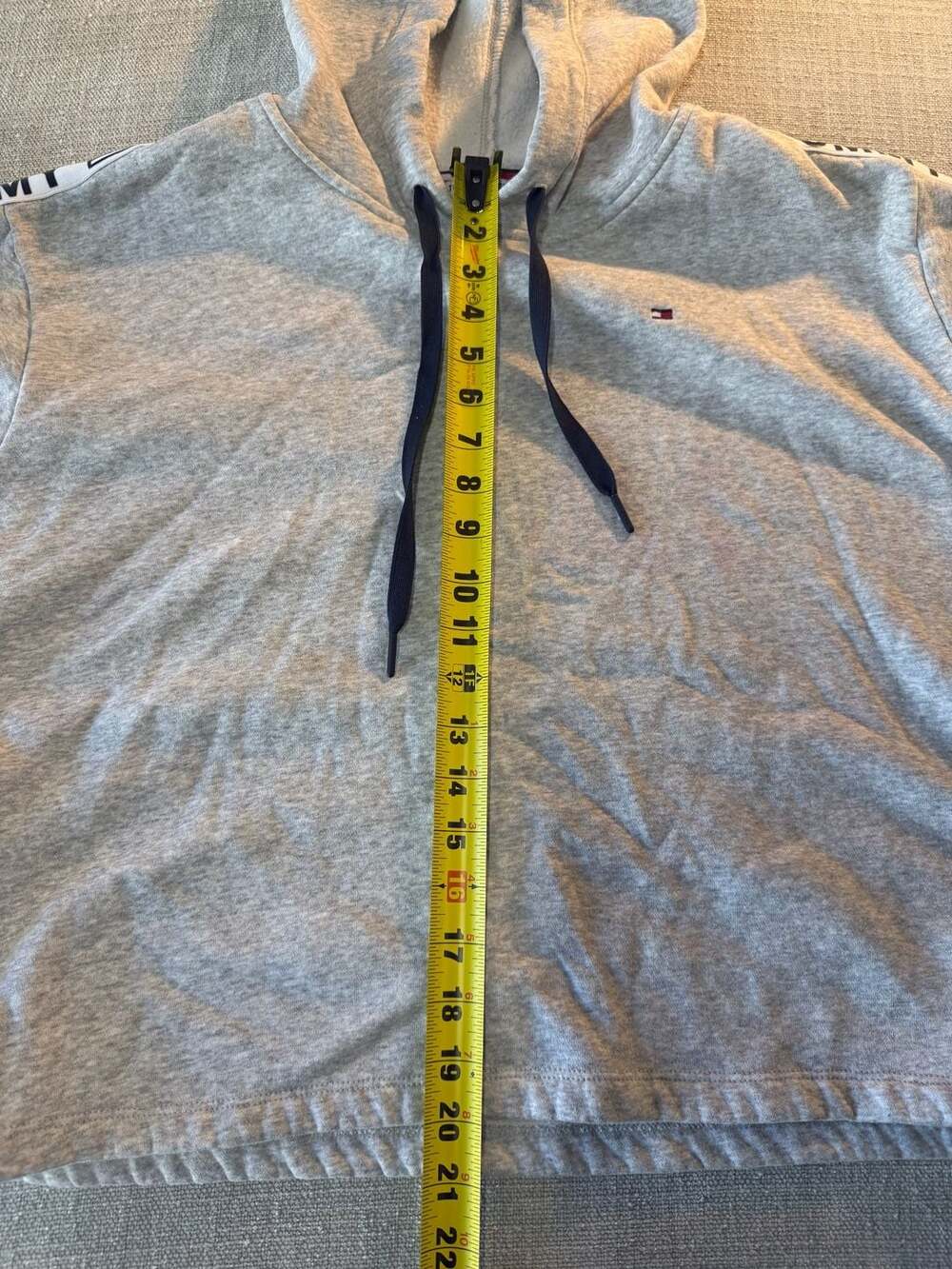 Tommy Hilfiger Sport Logo Tape Hoodie Gray Size L/G - Picture 5 of 6